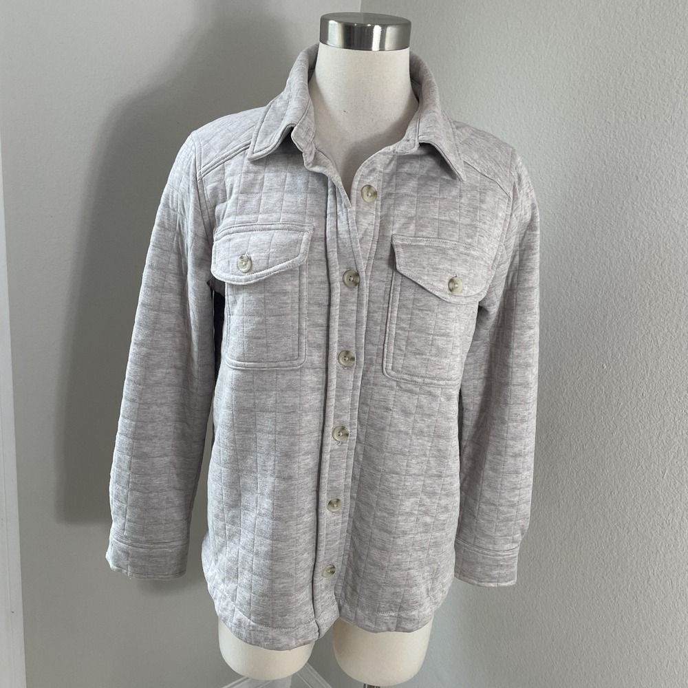 TravisMathew Womens Small Jacket Cloud‎ Coastal Quilted Shacket Button Up - Picture 2 of 11